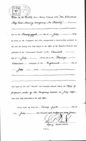 Document - CHRISTMAS REEF GOLD MINING CO. COLLECTION: LETTER OF INCORPORATION