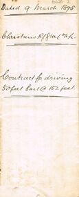 Document - CHRISTMAS REEF GOLD MINING CO COLLECTION: CONTRACT FOR DRIVING 50 FT EAST