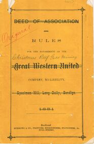Document - CHRISTMAS REEF GOLD MINING CO. COLLECTION: RULES FOR THE MANAGEMENT