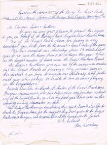 Document - BERT GRAHAM COLLECTION: BENDIGO EAST CARPET BOWLS, 27/8/1952 - 1/3/1977
