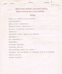 Document - BERT GRAHAM COLLECTION: BENDIGO EAST SWIMMING CLUB, 10/8/1954 - 5/5/1978