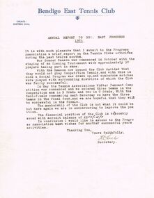 Document - BERT GRAHAM COLLECTION: BENDIGO EAST TENNIS CLUB, 1953 - 1956