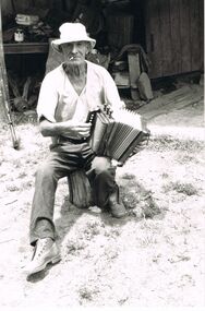 Photograph - PETER ELLIS COLLECTION: OSSIE ARTERY PLAYING ACCORDION, 10th January, 1983