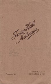 Document - BENDIGO CHORAL SOCIETY & CASTLEMAINE CHORAL THEATRE PROGRAM 1924, 6th December, 1924