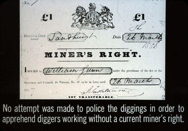 Slide - DIGGERS & MINING. THE GOLD LICENCE, 26 Mar 1856