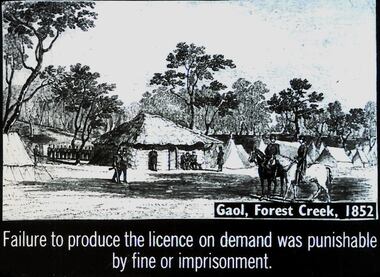 Slide - DIGGERS & MINING. THE GOLD LICENCE, c1852
