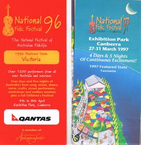 Document - PETER ELLIS COLLECTION: NATIONAL FOLK FESTIVAL, 3rd February, 1996