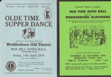 Document - PETER ELLIS COLLECTION: WEDDEBURN OLD TIMERS