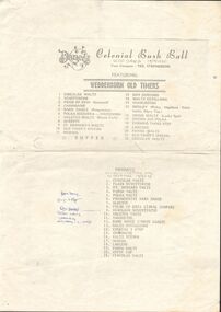 Document - PETER ELLIS COLLECTION: COLONIAL BUSH BALL, 14th March, 1980