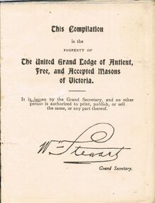 Book - LODGE COLLECTION: CEREMONY OF THE INSTALLATION OF THE MASTER AND INVESTITURE OF OFFICERS