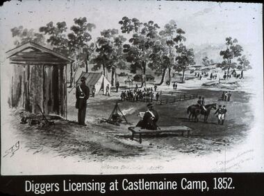 Slide - DIGGERS & MINING. THE GOLD LICENCE, c1850s