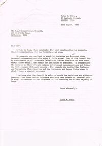 Document - PETER ELLIS COLLECTION: LETTER, 20th August, 1980