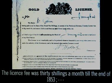 Slide - DIGGERS & MINING. THE GOLD LICENCE, c1850