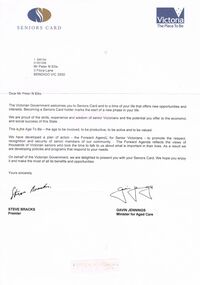 Document - PETER ELLIS COLLECTION: LETTER
