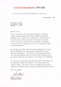 Document - PETER ELLIS COLLECTION: LETTER, 9th September, 1989