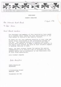 Document - PETER ELLIS COLLECTION: LETTER, 3rd April, 1996