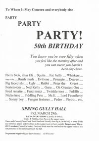 Document - PETER ELLIS COLLECTION: 50TH BIRTHDAY PARTY