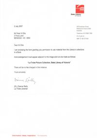 Document - PETER ELLIS COLLECTION: PERMISSION TO REPRODUCE WOOD ENGRAVING, 2nd July, 2007