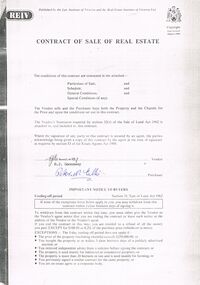 Document - PETER ELLIS COLLECTION: CONTRACT OF SALE
