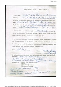 Document - HOWARD AND VIOLET JOLLEY COLLECTION: APPLICATION TO CENTRAL ARMY RECORDS OFFICE