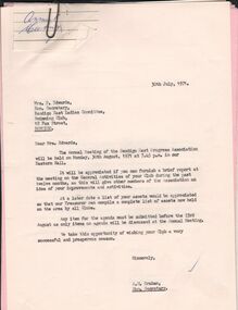 Document - BERT GRAHAM COLLECTION: BENDIGO EAST PROGRESS ASSOCIATION, 30/7/1971 - 25/5/1991
