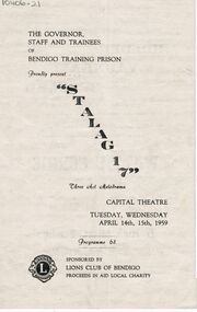 Document - VIKKI SPICER COLLECTION: BENDIGO TRAINING PRISON STALAG 17 PROGRAMME, April, 1959
