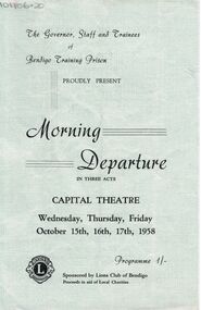 Document - VIKKI SPICER COLLECTION:BENDIGO TRAINING PRISON, 1958