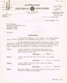 Document - BERT GRAHAM COLLECTION: BENDIGO EAST SWIMMING CLUB, 20/11/1962