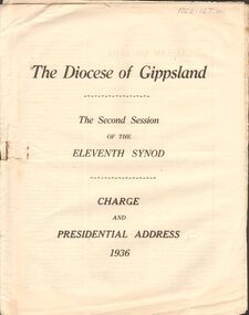 Document - MERLE BUSH COLLECTION: DIOCESE OF GIPPSLAND  RELATED MATERIAL OF MERLE BUSH