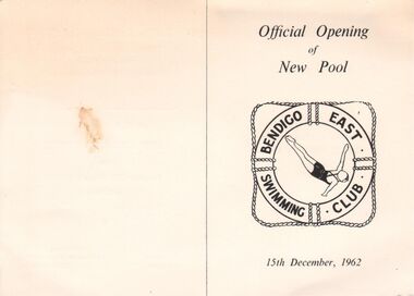 Document - BERT GRAHAM COLLECTION: BENDIGO EAST SWIMMING CLUB, 15 December 1962