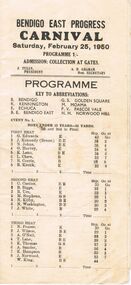 Document - BERT GRAHAM COLLECTION: BENDIGO EAST PROGRESS CARNIVAL, 25 February 1950