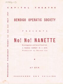 Document - VIKKI SPICER COLLECTION: BENDIGO OPERATIC SOCIETY PROGRAMME BOOKLET, May, 1957