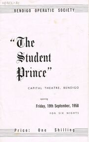 Document - VIKKI SPICER COLLECTION: BENDIGO OPERATIC SOCIETY PROGRAMME BOOKLET, Friday 19th Sept, 1958