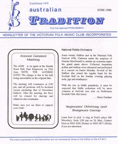 Document - PETER ELLIS COLLECTION: AUSTRALIAN TRADITION NEWSLETTER