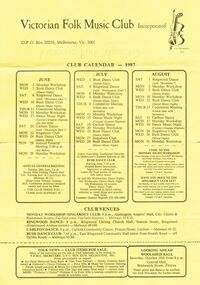 Document - PETER ELLIS COLLECTION: VICTORIAN FOLK MUSIC CLUB