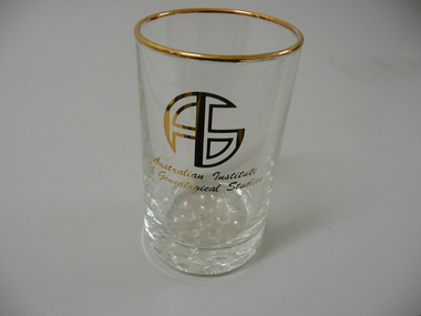Souvenir - 2 SOUVENIR GLASSES AUSTRALIAN INSTITUTE OF GENEALOGICAL STUDIES