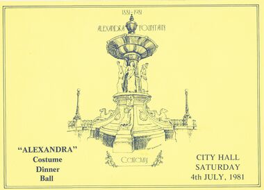 Document - PETER ELLIS COLLECTION: ALEXANDRA COSTUME DINNER BALL, TOWN HALL BENDIGO, 1981, 4th July, 1981