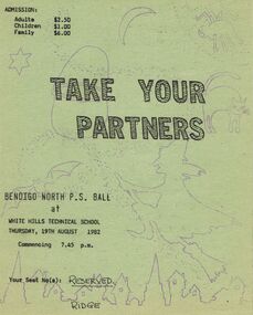 Document - PETER ELLIS COLLECTION: NORTH BENDIGO PRIMARY SCHOOL BALL, 19th August, 1982