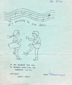 Document - PETER ELLIS COLLECTION: BENDIGO NORTH PRIMARY SCHOOL BALL, 23rd August, 1979