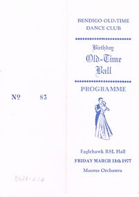 Document - PETER ELLIS COLLECTION: OLD TIME DANCE CLUB, 11th March, 1977