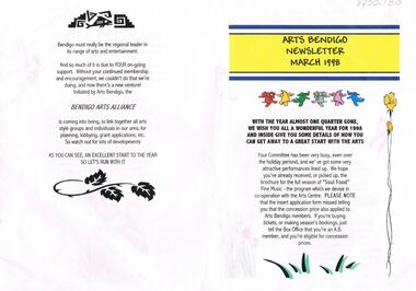 Newsletter - MERLE HALL COLLECTION: ARTS BENDIGO NEWSLETTER MARCH 1998, 1998