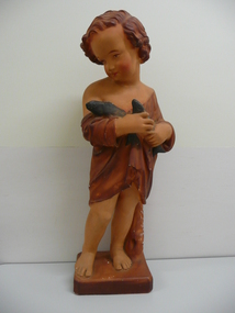 Decorative object - PLASTER STATUE BOY WITH FISH
