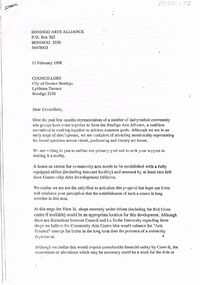 Document - MERLE HALL COLLECTION: LETTER FROM THE BENDIGO ARTS ALLLIANCE TO COGB COUNCILLORS  FEB 1998