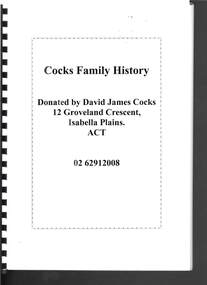 Document - COCKS FAMILY HISTORY