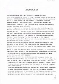 Document - MERLE HALL COLLECTION: SIX PAGED DOCUMENT ENTITLED ''THE END OF AN ERA''