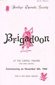 Document - VIKKI SPICER COLLECTION: BENDIGO OPERATIC SOCIETY PRODUCTION PROGRAMME BOOKLET, 6th November, 1964