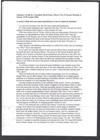 Document - SUMMARY OF A TALK BY COUNCILLOR DAVID JONES