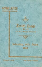 Book - LODGE COLLECTION: ZENITH LODGE NO.52 24 JUNE 1944, Saturday, 24th June, 1944