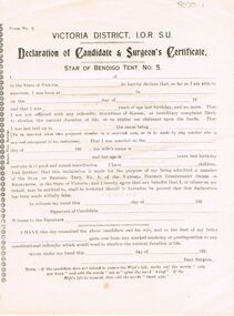 Document - Digital, LODGE COLLECTION: DECLATION OF CANDIDATE AND SURGEON'S CERTIFICATE