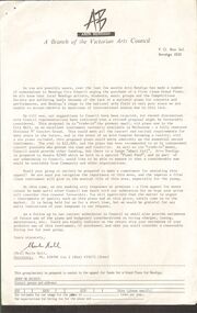 Document - MERLE HALL COLLECTION: ARTS BENDIGO LETTER RE APPEAL FOPR FUNDS TO PURCHASE STEINWAY PIANO